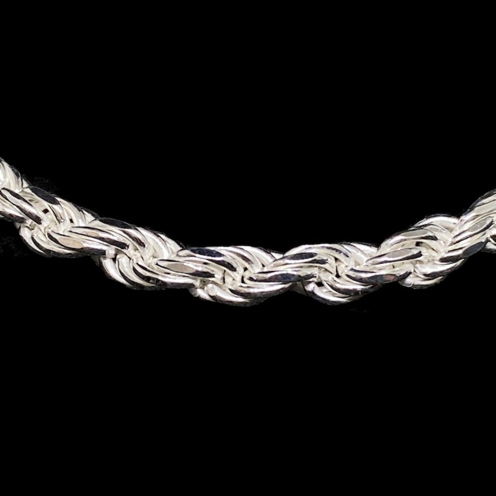 New S925 Sterling Silver Hallmarked Solid Silver 4mm Twisted Rope Chain Bracelet - Picture 11 of 14